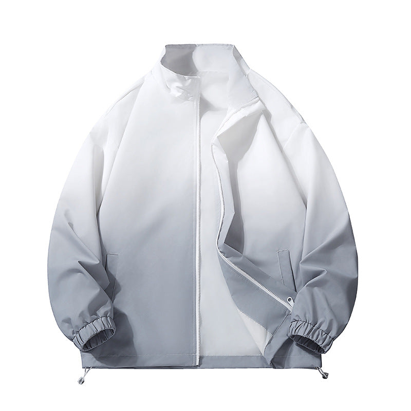 Herren leichte Farbverlauf Windbreakerjacke mit Stehkragen, durchgehendem Reißverschluss & Kordelzugsaum Nord Taschen