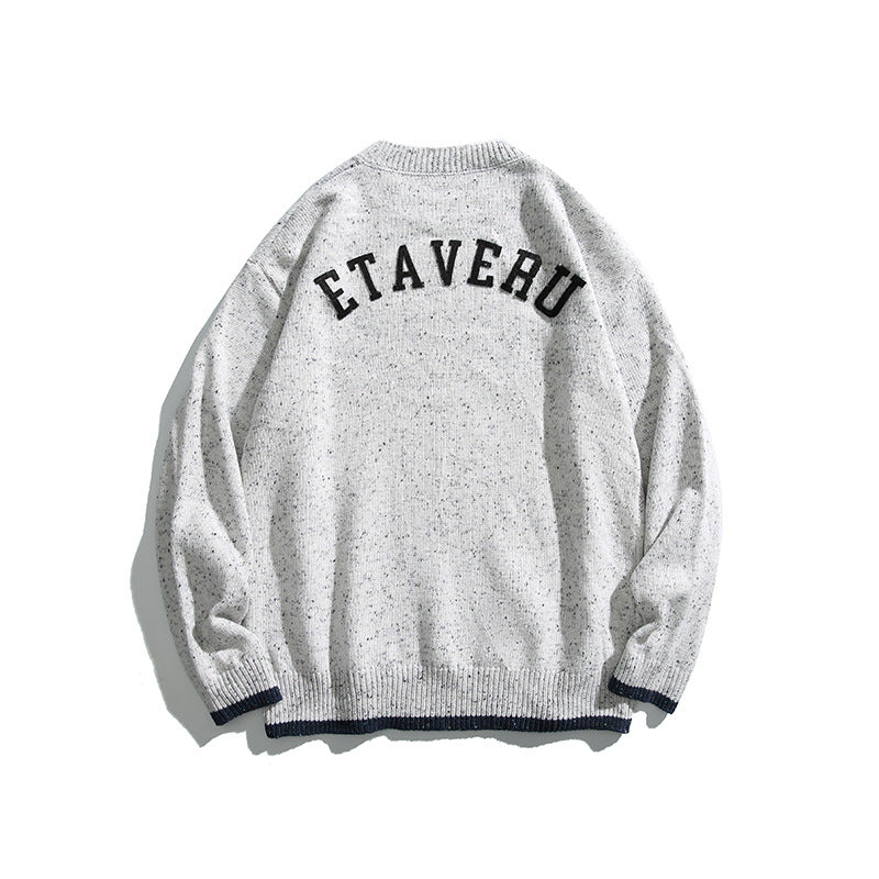 Unisex Oversize Strickpullover mit Rundhalsausschnitt, Kontrastbündchen und Melange‑Noppenstruktur Nord Taschen