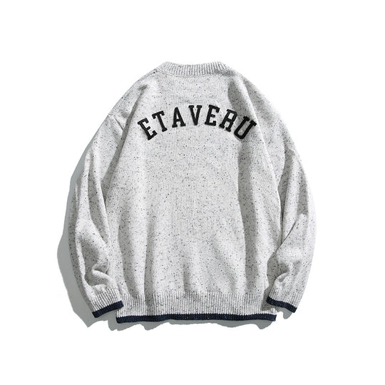 Unisex Oversize Strickpullover mit Rundhalsausschnitt, Kontrastbündchen und Melange‑Noppenstruktur Nord Taschen