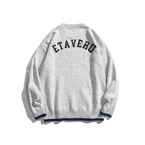 Unisex Oversize Strickpullover mit Rundhalsausschnitt, Kontrastbündchen und Melange‑Noppenstruktur Nord Taschen