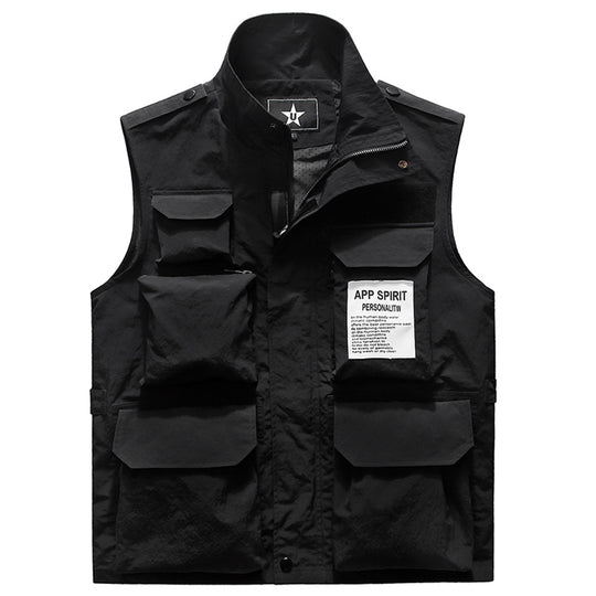 Herren Multifunktionale Utility‑Weste mit Mehrfach‑Taschen und Stehkragen Nord Taschen