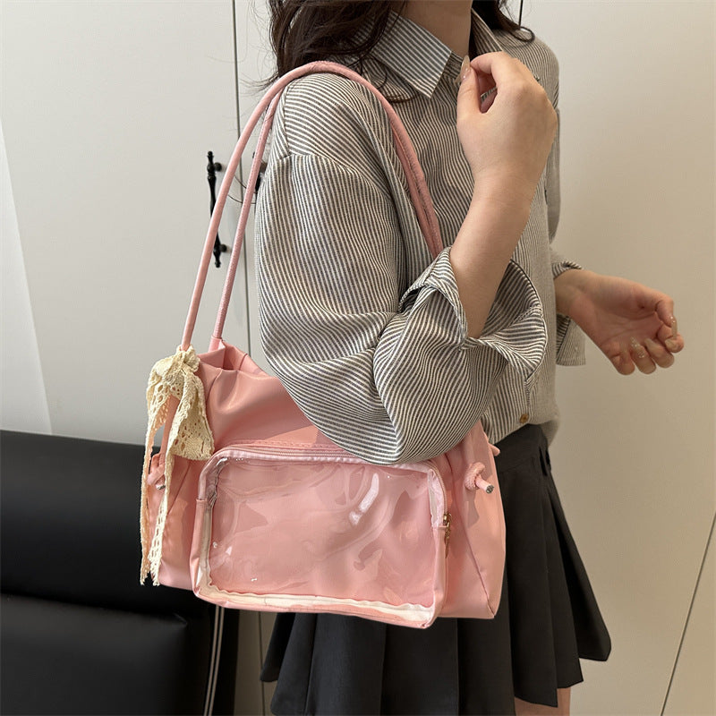 Damen praktische Tragetasche mit transparentem Fach Nord Taschen