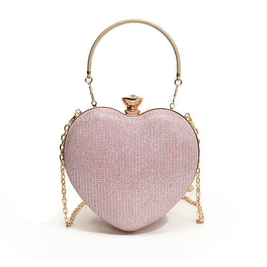 Damen Herzförmige Handtasche mit Glitzerfinish Nord Taschen