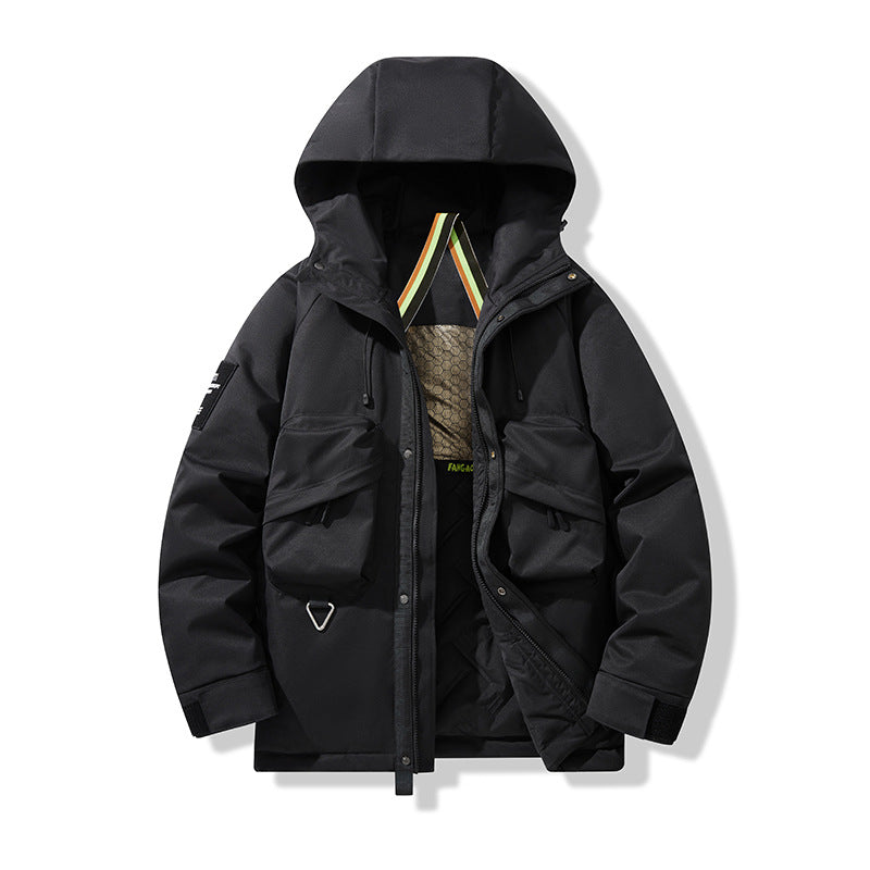 Herren Technischer Utility-Parka mit Kapuze, multifunktionalen Fronttaschen und Thermofutter Nord Taschen
