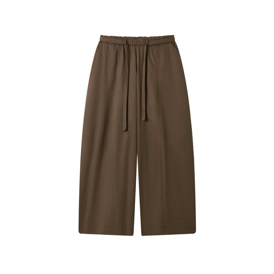 Damen Culotte-Hose mit hoher Taille weitem Bein und Bindegürtel Nord Taschen