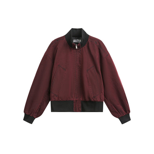 Unisex Kurz geschnittener Satin‑Bomber im Boxy‑Cut mit kontrastierendem Rippkragen und Ballonärmeln Nord Taschen