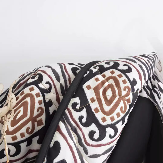 Damen Stepp-Kimonojacke mit grafischem Ethno-Print und Taillengürtel Nord Taschen