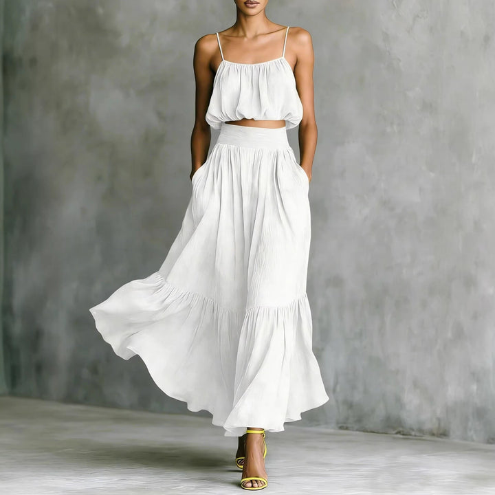 Damen Sommerliches Zweiteiler-Kleid mit fließendem Schnitt und praktischen Taschen