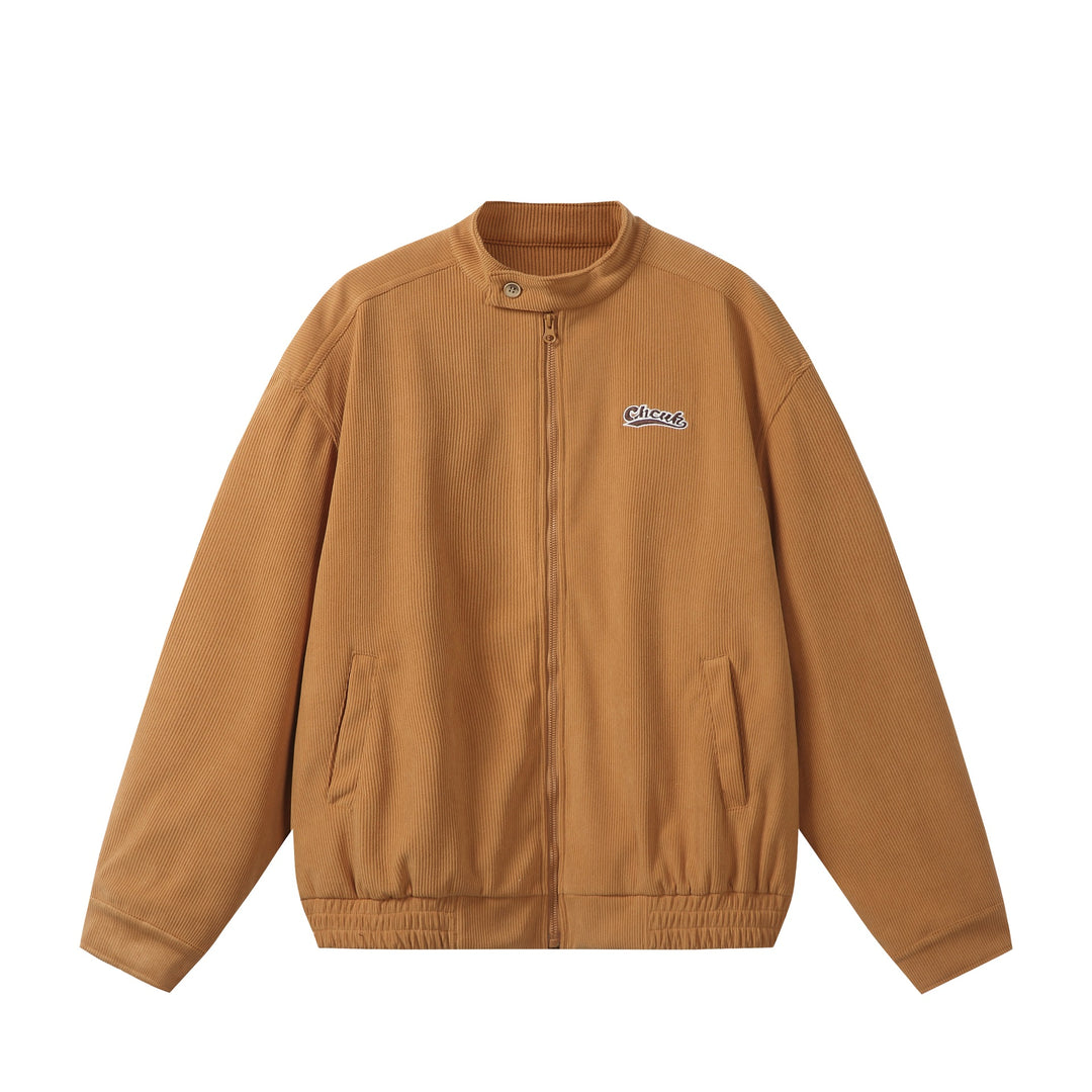 Unisex weit geschnittene Cord‑Blousonjacke mit Stehkragen, durchgehendem Reißverschluss und elastischem Saum Nord Taschen