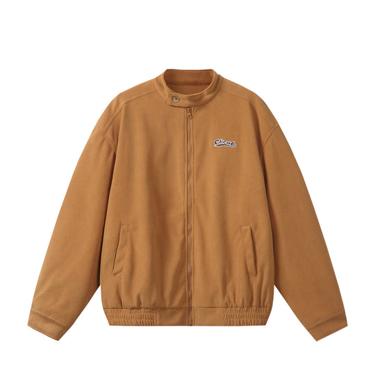 Unisex weit geschnittene Cord‑Blousonjacke mit Stehkragen, durchgehendem Reißverschluss und elastischem Saum Nord Taschen