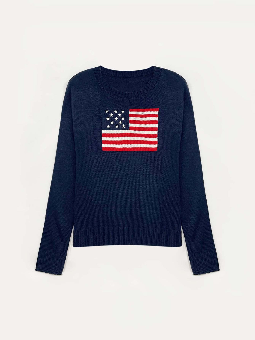 Damen Strickpullover mit amerikanischem Flaggenmotiv