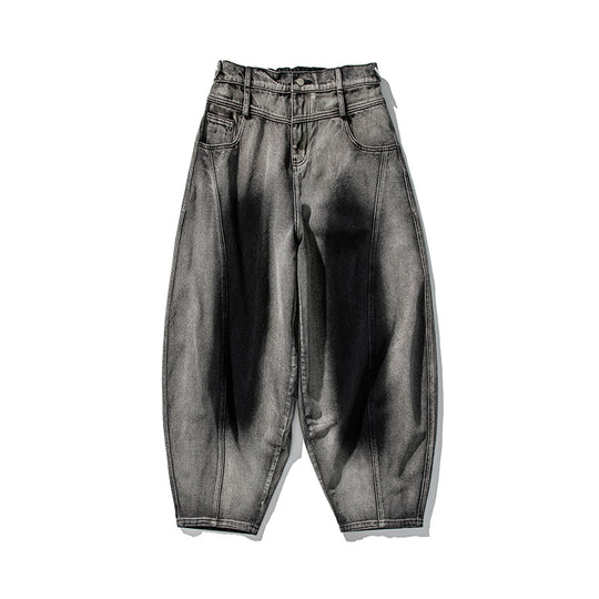 Herren Weite Paneel‑Denimhose mit Ballonbeinen und tiefem Schritt Nord Taschen