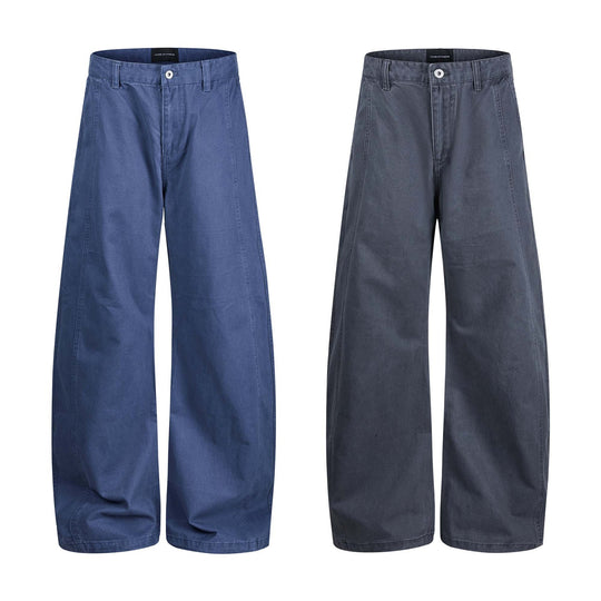 Damen weite knöchellange Hose mit hoher Taille aus Baumwoll-Denim Nord Taschen
