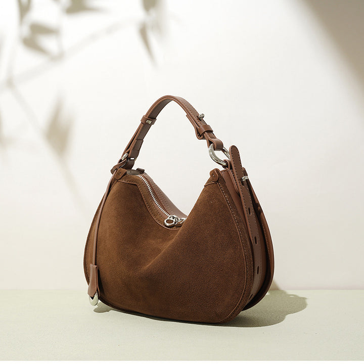 Damen handgefertigte Wildleder Hobo-Tasche mit verstellbarem Tragegurt Nord Taschen
