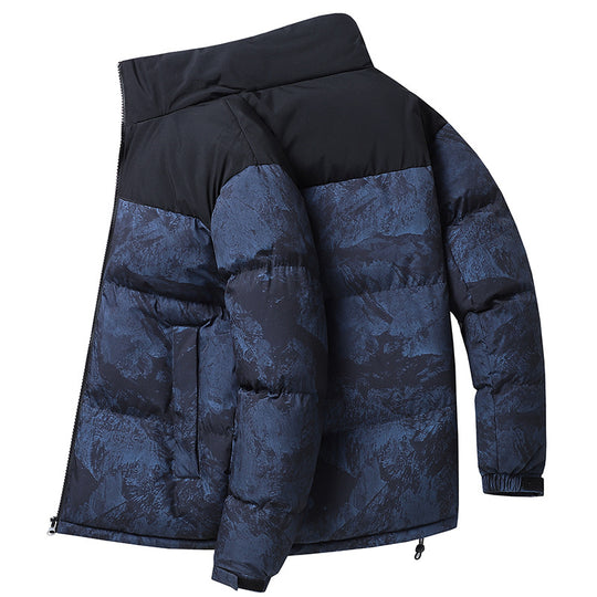Herren Wattierte Steppjacke mit Camouflage‑Print, hohem Stehkragen & verstellbarem Saum Nord Taschen