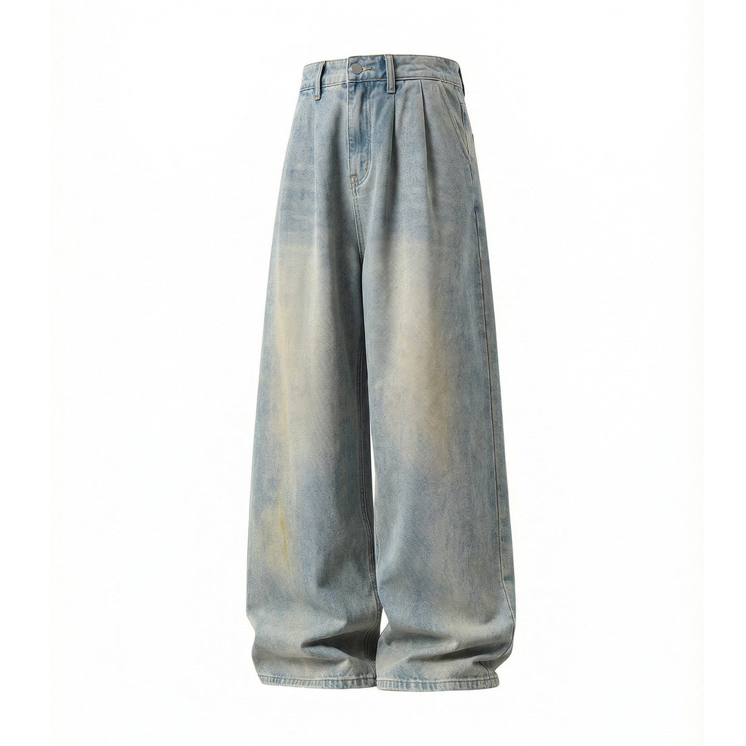 Damen Extraweite High‑Waist Denim‑Palazzohose mit soften Bundfalten Nord Taschen