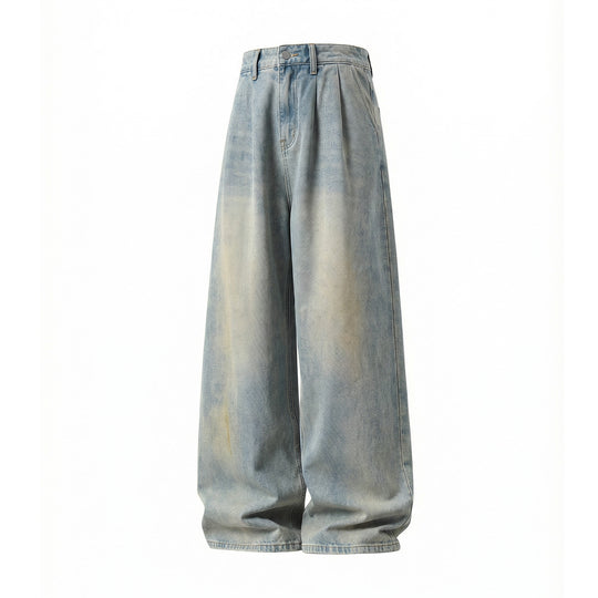 Damen Extraweite High‑Waist Denim‑Palazzohose mit soften Bundfalten Nord Taschen