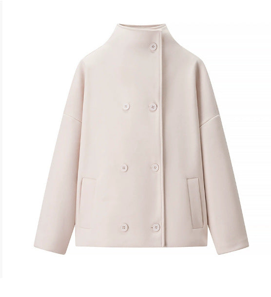 Damen 200+ boxy Wollmix Kurzjacke mit Stehkragen und verdeckter Doppelknopfleiste Nord Taschen