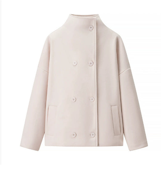 Damen 200+ boxy Wollmix Kurzjacke mit Stehkragen und verdeckter Doppelknopfleiste Nord Taschen