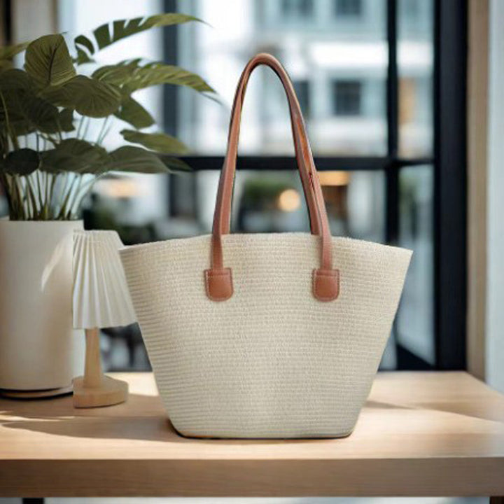 Damen Strandtasche mit hochwertigem geflochtenem Design und robusten Ledergriffen Nord Taschen