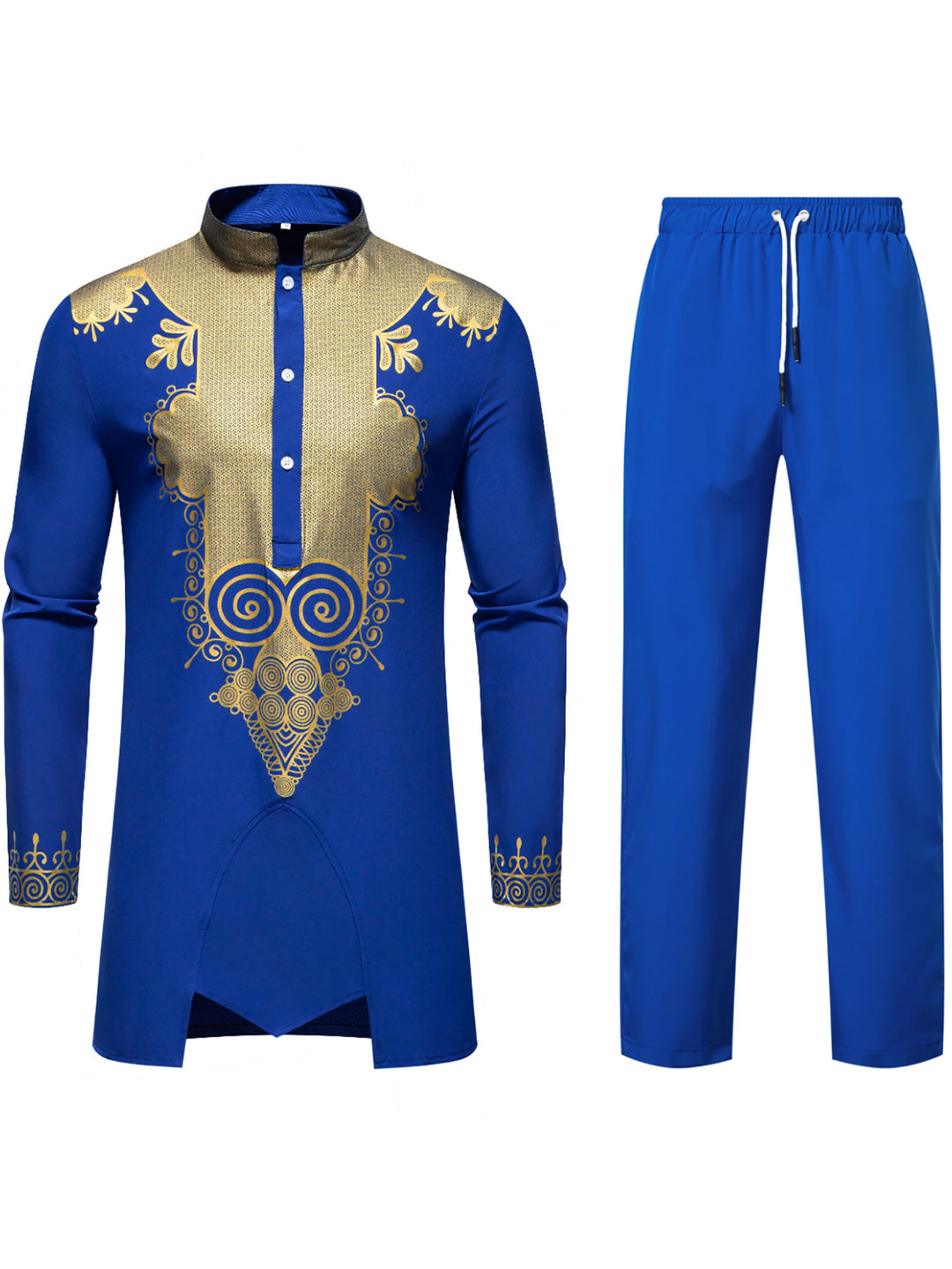 Herren Traditionelles Tunika-Set mit Mandarinkragen und goldverzierten Ornamenten Nord Taschen