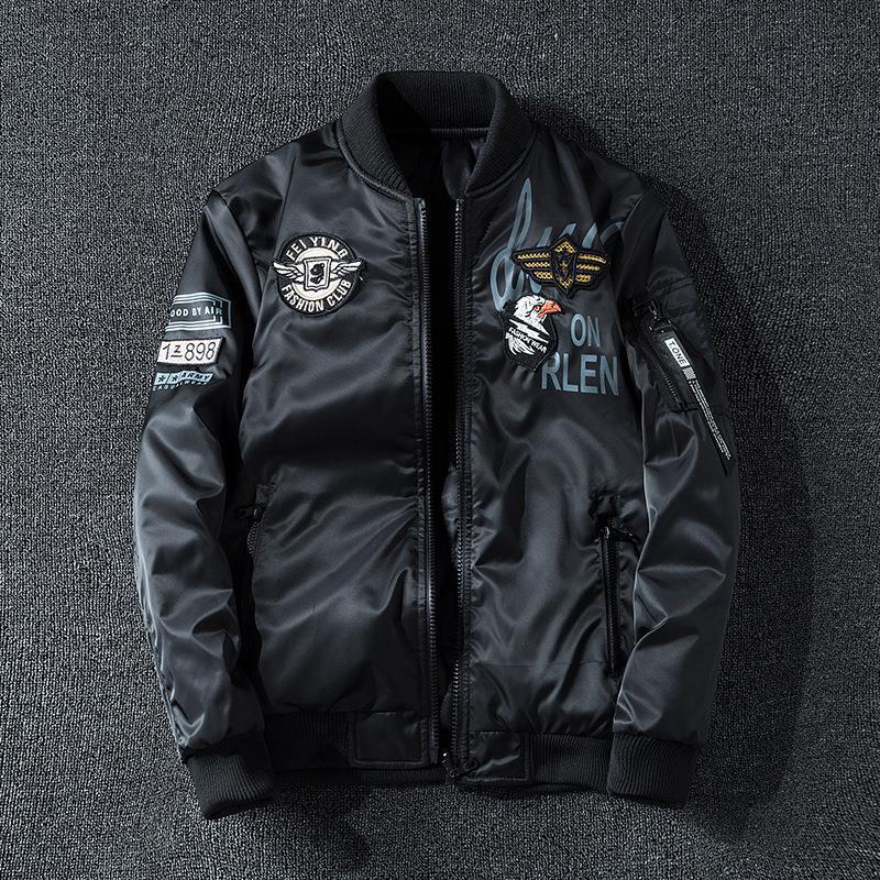 Herren Pilotenbomberjacke im Aviator-Look mit Badge-Applikationen, Ärmeltasche und gerippten Bündchen Nord Taschen