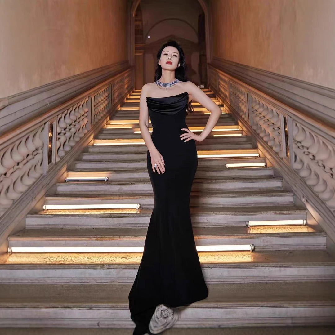 Damen Elegantes Meerjungfrau-Kleid mit schulterfreiem Design und langen Ärmeln