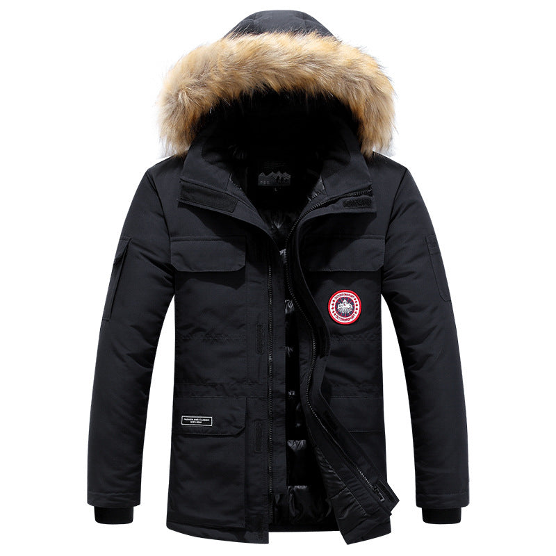 Herren Parka mit abnehmbarer Kapuze und Kunstfellbesatz, wind- und wasserdichte Thermoisolierung Nord Taschen