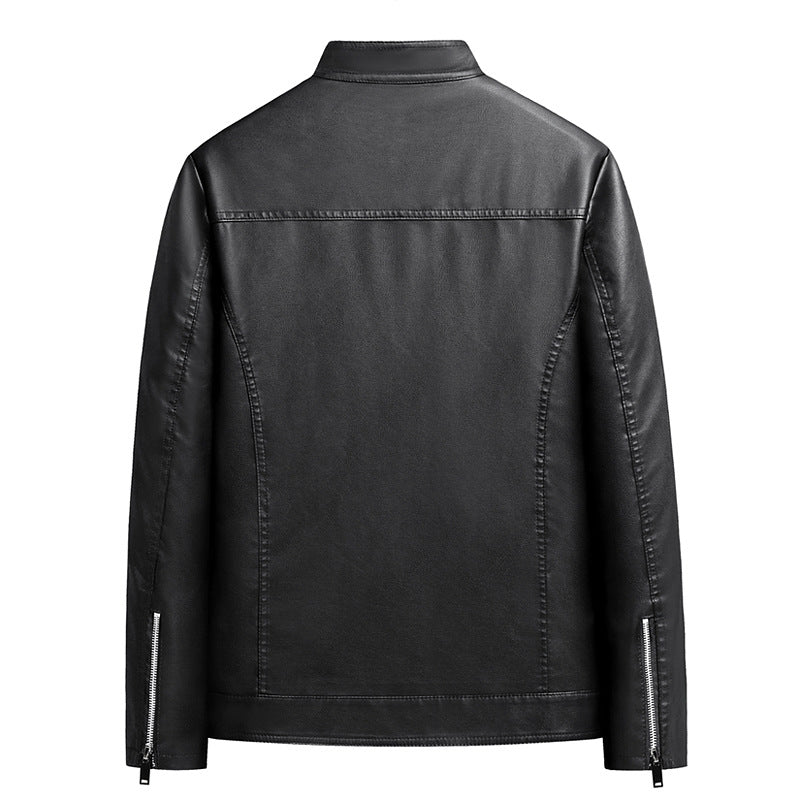 Herren Schlichte Kunstleder-Cityjacke mit Stehkragen, Zweiwege-Reißverschluss & Eingrifftaschen Nord Taschen