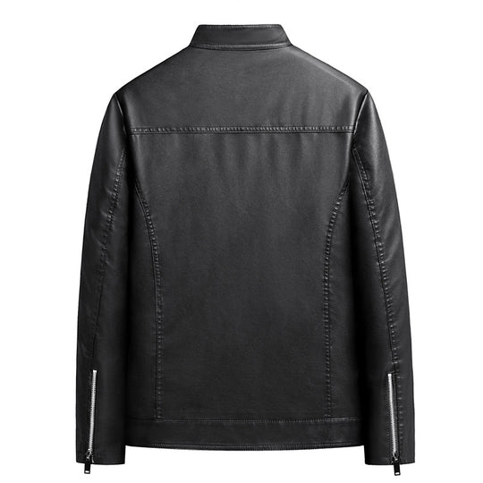 Herren Schlichte Kunstleder-Cityjacke mit Stehkragen, Zweiwege-Reißverschluss & Eingrifftaschen Nord Taschen