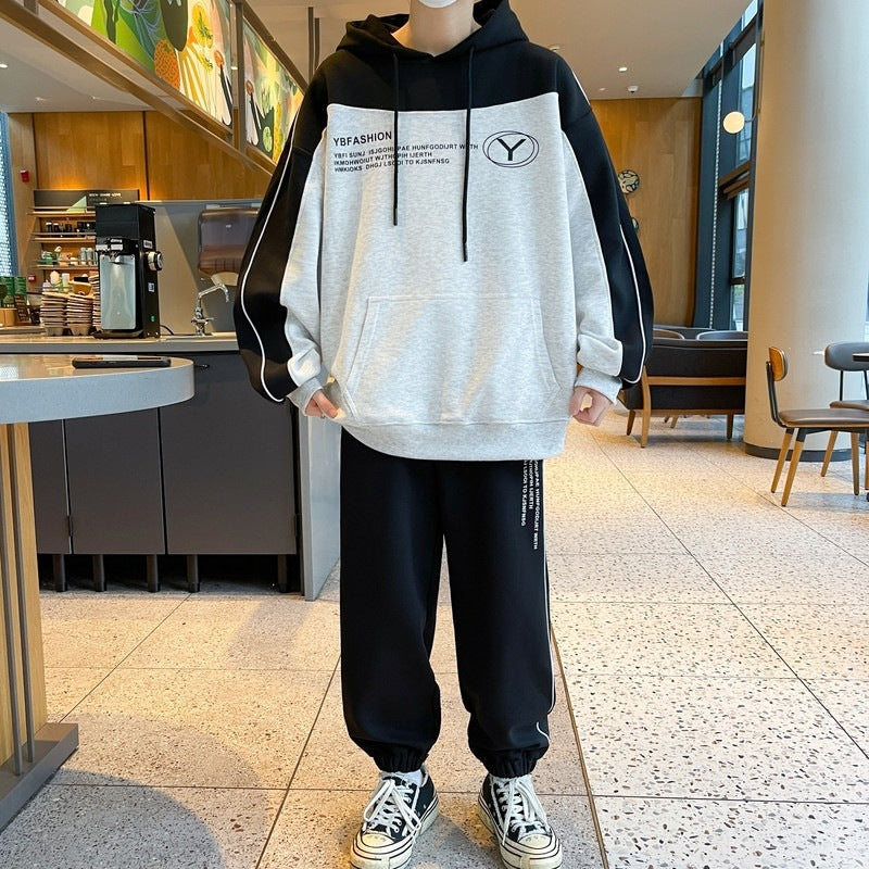Herren Oversize-Trainingsset mit Block-Design Hoodie und konischer Jogginghose Nord Taschen