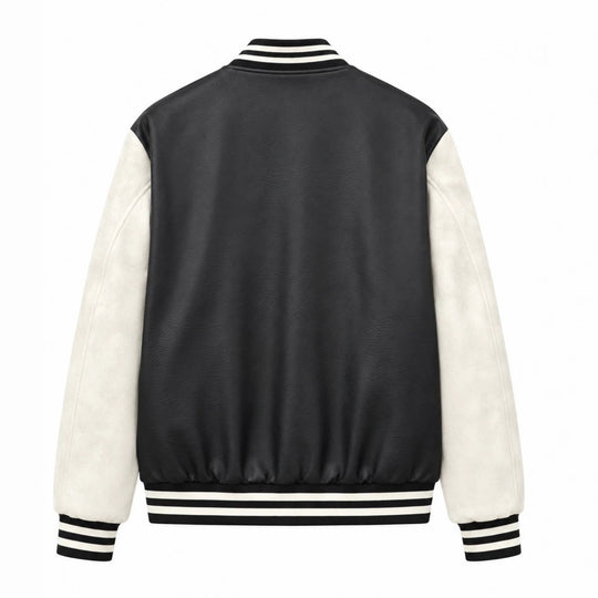 Herren Varsity‑Bomberjacke im College‑Stil mit Lederimitatkörper und kontrastierenden Wildlederärmeln Nord Taschen
