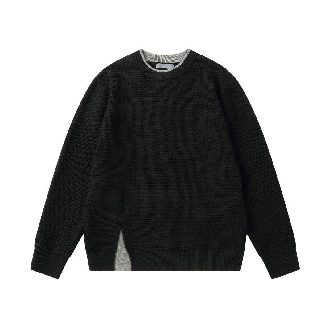 Damen Strukturiertes Rundhals-Sweatshirt mit seitlichem Keilschlitz Nord Taschen