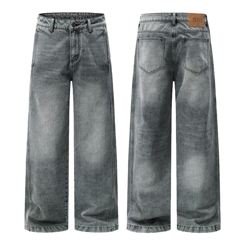 Herren Ultraweite Kontrastnaht-Denimhose im Palazzo-Schnitt Nord Taschen