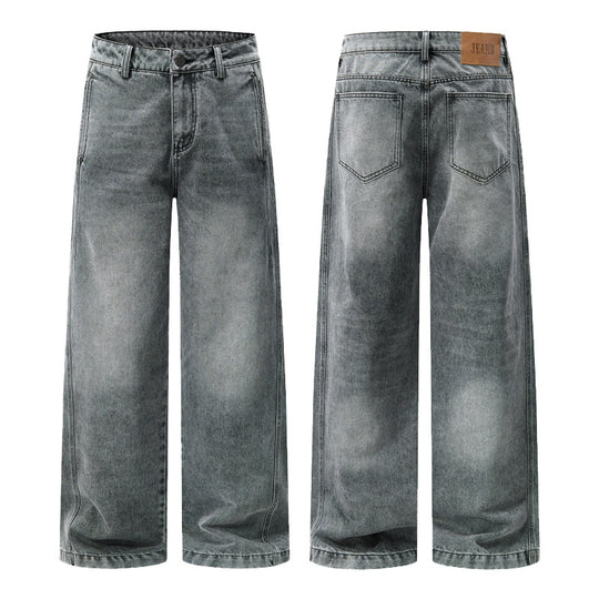 Herren Ultraweite Kontrastnaht-Denimhose im Palazzo-Schnitt Nord Taschen