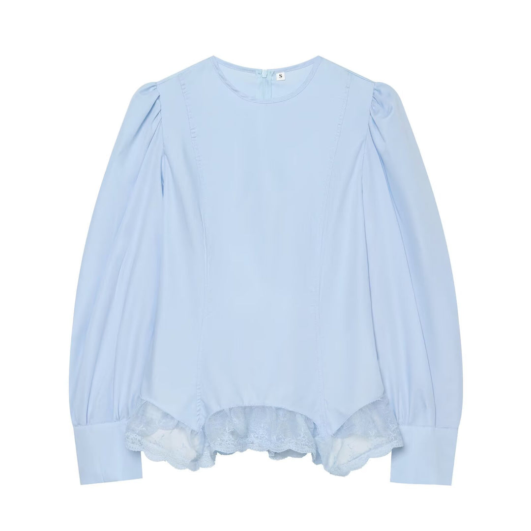 Damen Bluse mit Volumenärmeln und Spitzenbesatz Nord Taschen