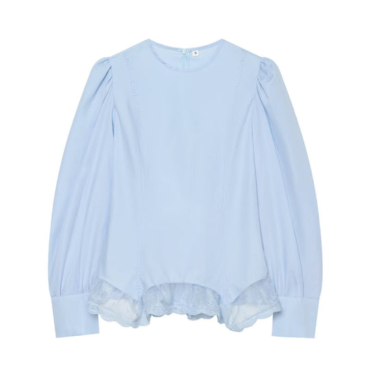 Damen Bluse mit Volumenärmeln und Spitzenbesatz Nord Taschen