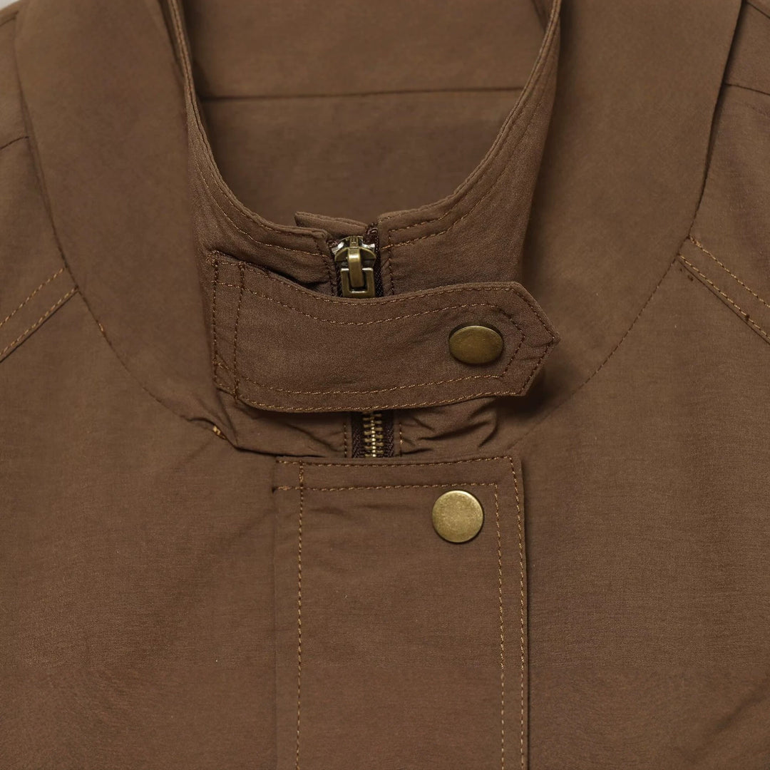 Damen Übergangsjacke mit Stehkragen, Tunnelzug und Utility-Taschen Nord Taschen