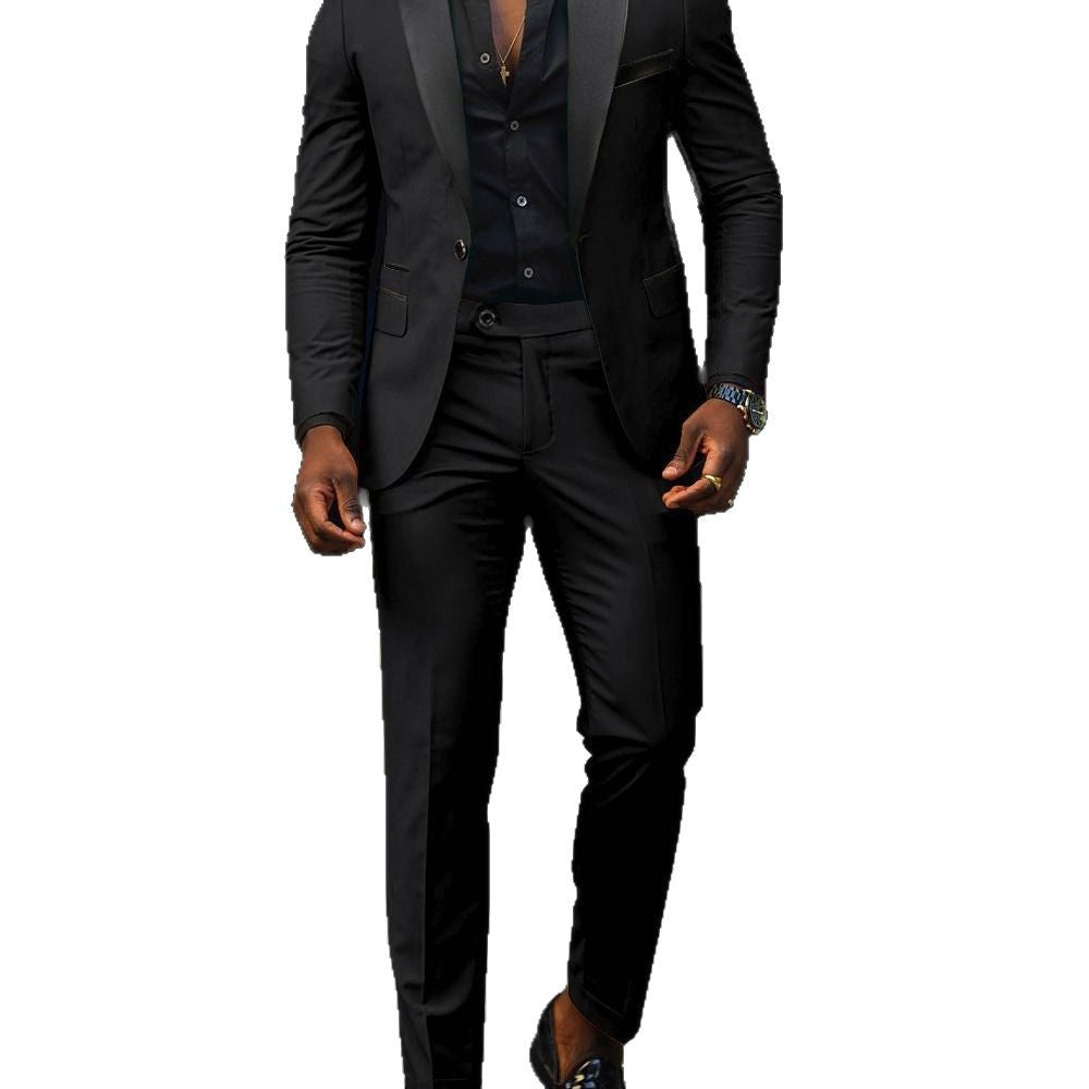 Herren schmal geschnittener Smokinganzug mit Satinrevers und Slim-Fit-Hose Nord Taschen