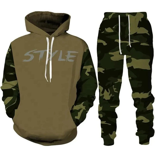 Herren Stylisches Kapuzensweatshirt und Jogginghose Set Nord Taschen