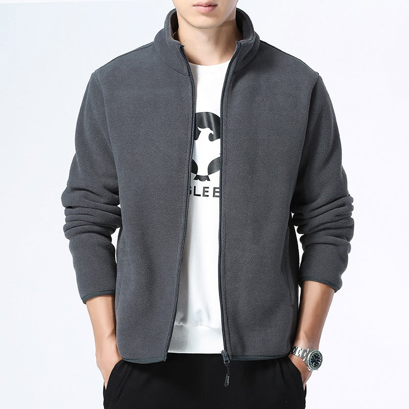 Herren Fleecejacke mit Stehkragen, durchgehendem Reißverschluss & Eingrifftaschen Nord Taschen