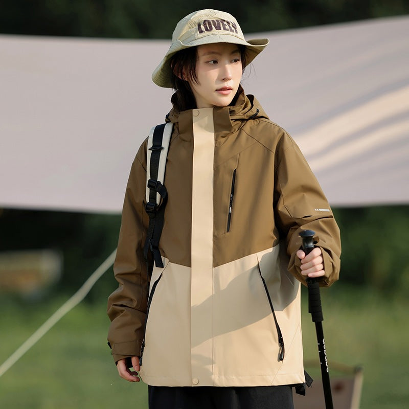 Herren Zweifarbige Wind- und Wasserabweisende Softshelljacke mit Kapuze Nord Taschen