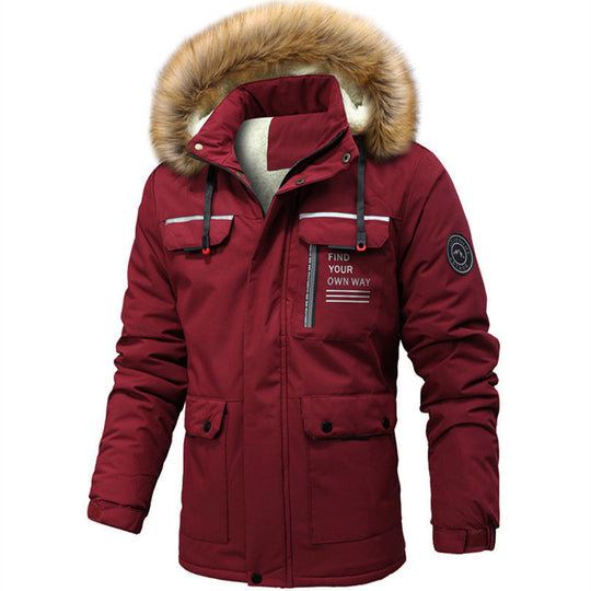 Herren Thermoisolierter Winterparka mit Teddyfutter, abnehmbarer Kunstpelzkapuze und Multifach-Taschen Nord Taschen