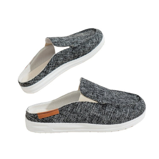 Damen  Slip-On Canvas‑Mules mit Kuhfleckenprint, gepolstertem Komfortfußbett und rutschfester Leichtsohle Nord Taschen