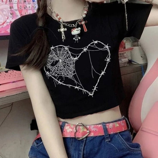 Damen Kurzarm T-Shirt mit aufgedrucktem Lippenmotiv Nord Taschen
