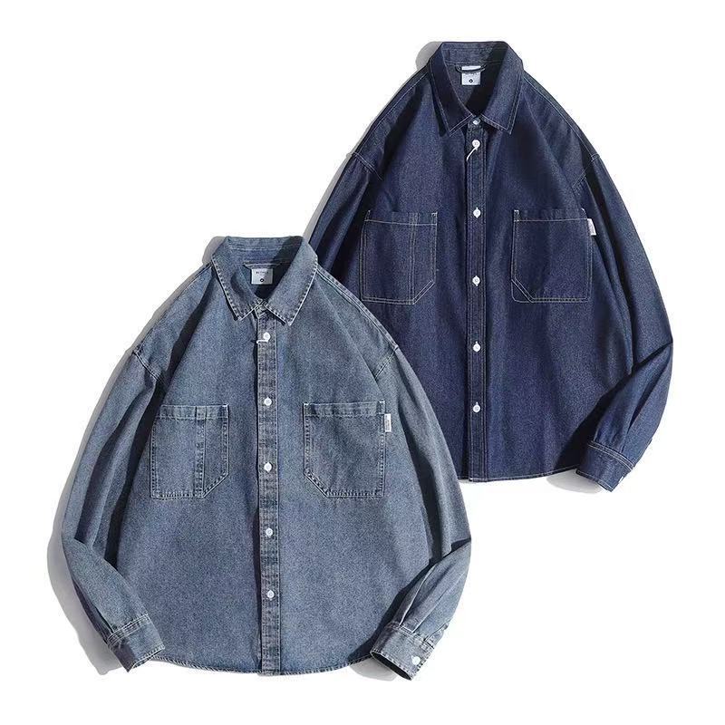 Unisex Boxy-Denim-Overshirt mit aufgesetzten Brusttaschen und gerundetem Saum Nord Taschen