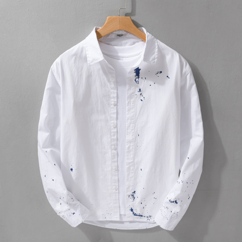 Herren Hemd mit künstlerischem Paint-Splatter und klassischem Kentkragen Nord Taschen