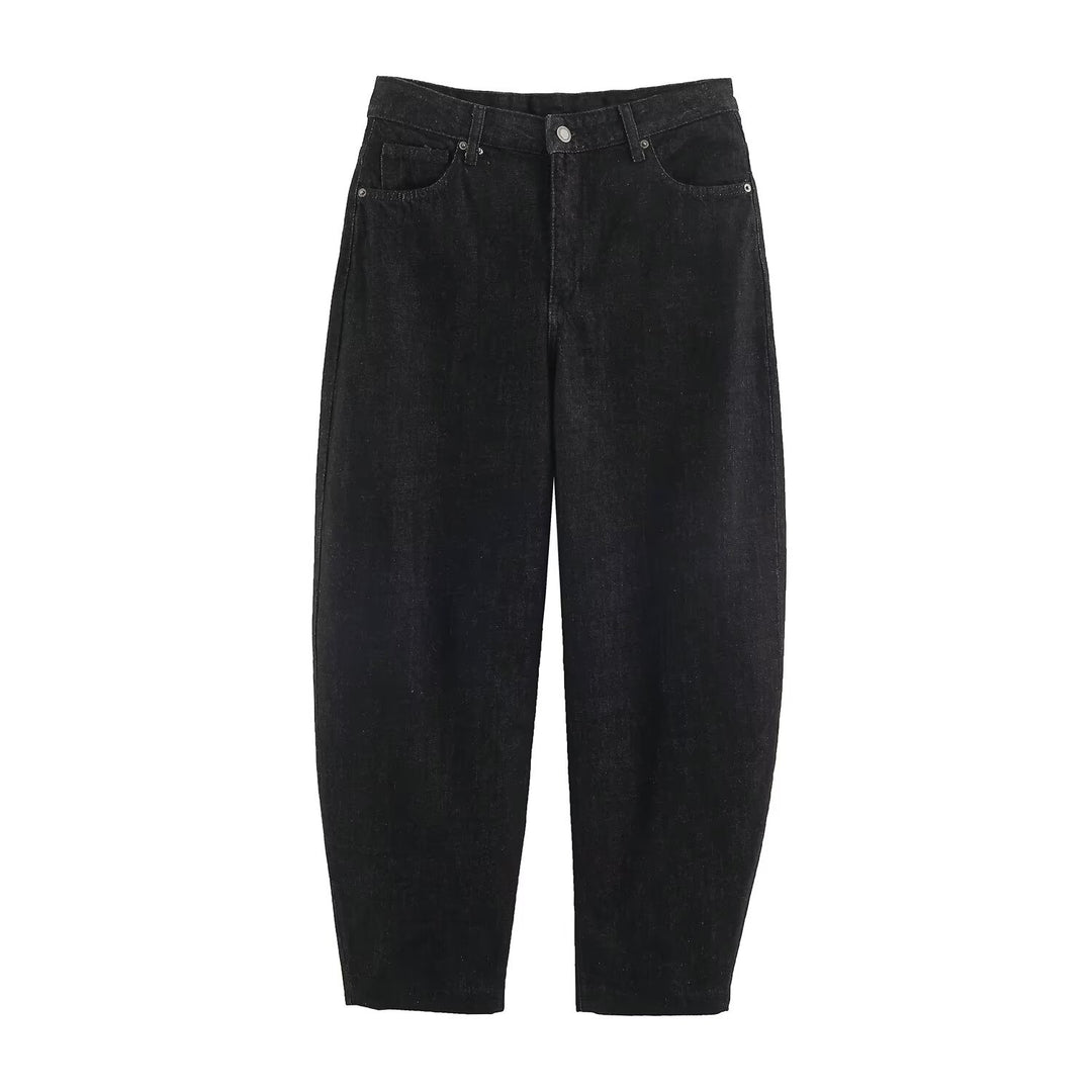 Damen Highwaist Relaxed Tapered Jeans mit konischem Bein Nord Taschen