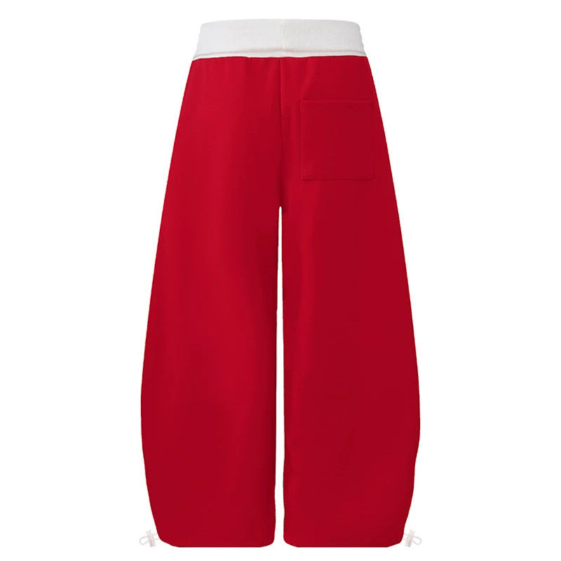 Damen Weite Palazzo-Jogginghose mit hohem Komfortbund, seitlichem Schriftprint und verstellbarem Saum Nord Taschen