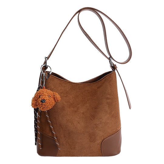 Damen Hobo-Tasche aus weichem Veloursleder mit modischem Kordelzug Nord Taschen